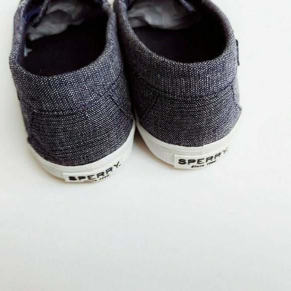 Sperry 6.5 Sparkly Blue Topsider Ladies Big Kids Chambray Denim - Picture 4 of 7